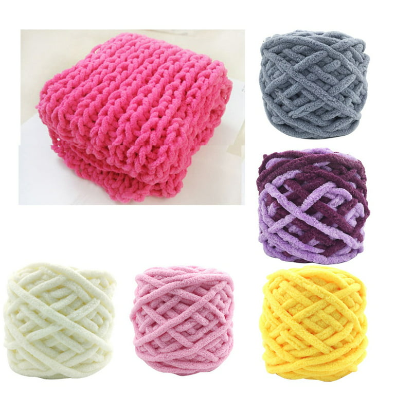 Chenille Chunky Knit Yarn,Rice White Chenille Yarn,Extreme Knitting  Yarn,Arm Knitting Yarn,Thick Yarn,Bulky Knit,Chunky Knit Blanket  Yarn,250g/8 oz