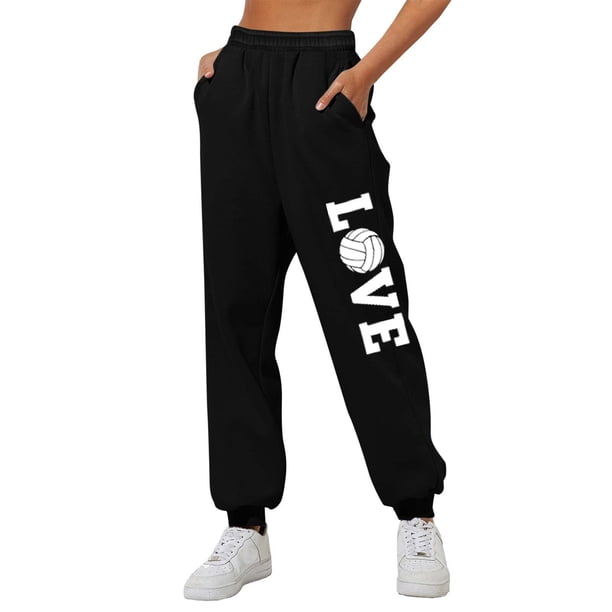 Gibobby Pantalones de chándal con forro polar para mujer, pantalones anchos y rectos, pantalones de chándal en la parte inferior, pantalones de correr, pantalones de entrenamiento(Negro, XL)