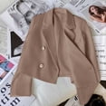 thumbnail image 7 of Gyexs Cropped Trench Coat for Women Pluss Size Lightweight Solid Long Sleeve Blazer Jackets Business Casual Fall Winter Tops, Khaki, Size XXXL, 7 of 7