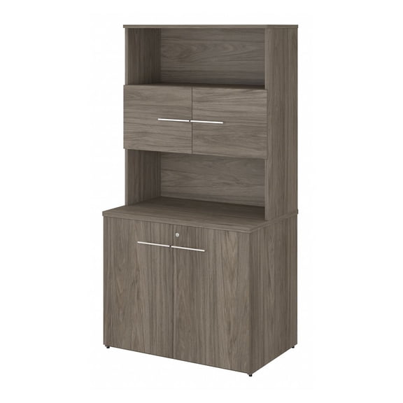 Office 500 Tall Storage Cabinet with Doors in Modern Hickory - Engineered Wood