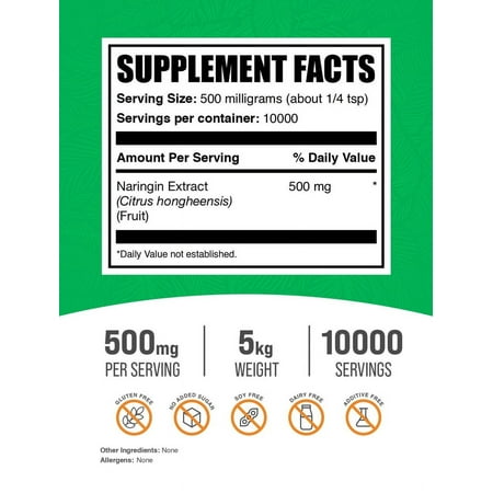 BulkSupplements Naringin Powder - 500mg per Serving - 5 Kilograms (11 lbs) - 10000 Servings
