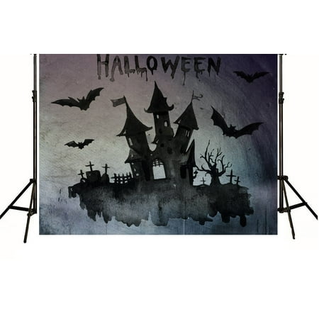 Image of Polyester Fabric 7x5ft backdrop Halloween haunted bats Photography backdrops