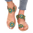 thumbnail image 4 of Summer Plus-size Ethnic Style Flower Clip-toe Beach Flat Sandals Sandals for Women Blue 38, 4 of 8