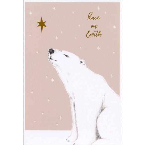 Pictura Polar Bear and Gold Star Christmas Card