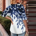 thumbnail image 4 of MIUOWANP Womens Summer Casual Printed Tops Women's Fashion Summer Printed Short Sleeve Square Neck Loose Blouses Blue XL, 4 of 5