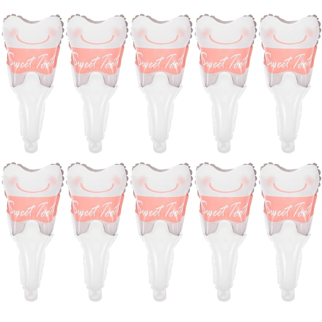CIMAXIC Party 10Pcs Handheld Tooth Balloon Tooth Shaped Balloons Festival Teeth Balloons Party Scene Layout Props,14.17"X6.69"(LxW)