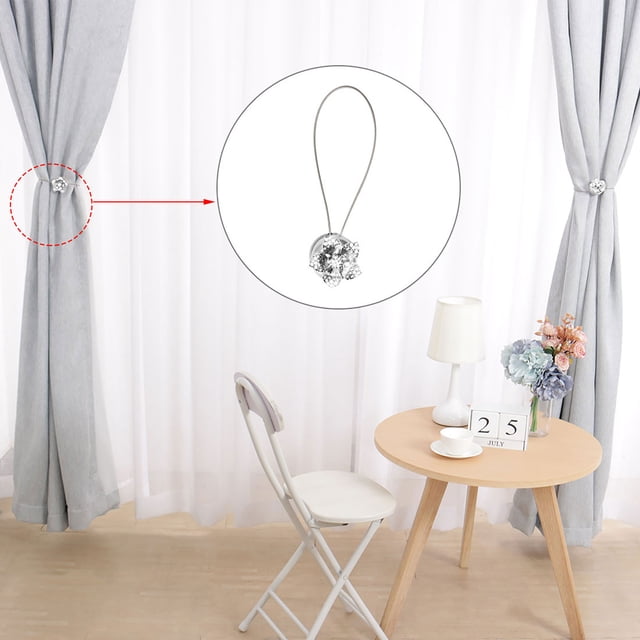 Sujetador de cortina magnético de 15 pulgadas, hebilla decorativa para cortinas, clips sujetadores tono plateado, 2 paquetes