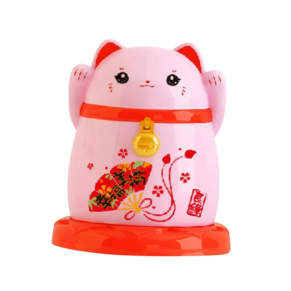 Caja de palillos de dientes China Cat, adorno de bola de algodón a prueba de polvo, selección de hilo dental para Baño Rosa