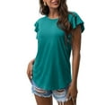 thumbnail image 2 of Mujeres Casual cuello redondo manga corta Puff Color sólido pulóver blusa camiseta Tops ajuste holgado OAVQHLG3B Store lin121212, 2 of 4