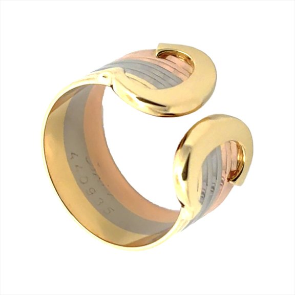Pre-Owned Cartier 2C LM Ring, Size #52, 18K Yellow Gold, 6.1g, Three-Color White, Pink, Women's.