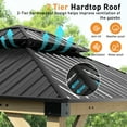 thumbnail image 4 of Aoodor 10 x 12 ft Wooden Frame Gazebo with 2-Tier Galvanized Metal Hardtop Roof, Outdoor Patio Gazebo with Charging Socket for Patio, Backyard, Deck, and Lawn, 4 of 9