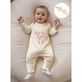 thumbnail image 4 of BemeyourBBs She‘s Here Baby Girls Spring Fall Winter Clothes Newborn Baby Girl Hospital Going Home Outfit Waffled Romper Bow Letter Print Long Sleeve One Piece Jumpsuit with Headband, 4 of 9