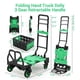 thumbnail image 3 of 2-in-1 folding hand truck dolly collapsible con folding basket retractable handle 4 wheels 330lb capacity-ideal para para moving y shopping (green), 3 of 7