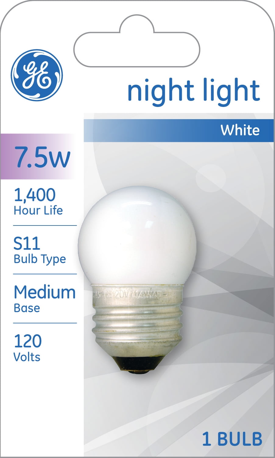 new GE round logo S11 VINTAGE ceramic white NIGHT LIGHT BULB regular base 7.5S11 