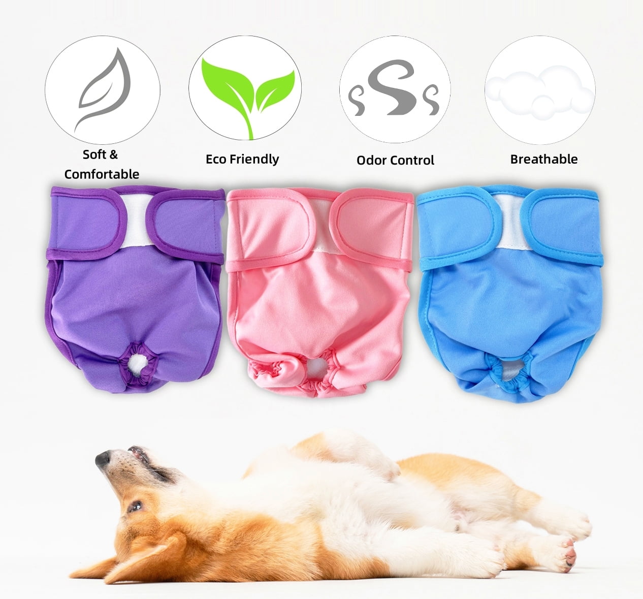 Reusable Washable No Leak Female Dog Diapers with Strong Flexible