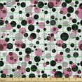 thumbnail image 2 of Ambesonne Pink and Grey Fabric by the Yard Microfiber, Retro Circle Dots, 10 Yards, Grey Pink Black, 2 of 2