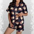 thumbnail image 2 of YuYuBao Women Pajamas Sets Christmas Santa Claus Print Silk Satin Buttons Pajamas Sets Pjs Loungewear Nightwear, 2 of 6