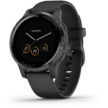 Garmin vívoactive 4S Slate Stainless Steel Bezel with Black Case and Silicone Band