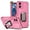 Pink, variant on For Motorola Moto G Play 2024 Hybrid 2 in 1 Hard PC TPU Heavy Duty Rugged Bumper Shockproof with Magnetic Ring Kickstand Phone Case Cover by Xpression - Black