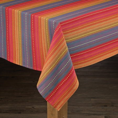 

Lintex Linens Phoenix Striped Textured Dobby Cotton Imported Tablecloth Red Oblong 60 x 84 in.