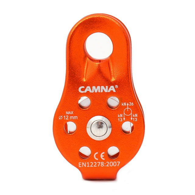 Poulie de Corde d'Escalade en Alliage, Poulie Simple par QualitChoice en orange. Fabriquée en Alliage d'Aluminium et de Magnésium durable, Cette Poulie Compacte et Légère Présente un Trou de Suspension en Arc pour Réduire l'Abrasion de la Corde. Conçue pour l'Escalade sur Roche, le Rapt, le Sauvetage contre l'Incendie et la Spéléologie, Elle Supporte une force de Traction de 26 Kn et Accueille des Cordes jusqu'à 12 mm de Diamètre. la Poulie Mesure 80