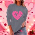 thumbnail image 5 of Crewneck Sweatshirts Valentines Day Tops Womens Long Sleeve Love Heart Printed Loose Pullover Fall Spring Clothes (XL, Gray), 5 of 7
