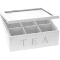 thumbnail image 2 of Wooden Tea Box, Tea Box In White, Tea Box With 9 Compartments, Large Tea Bag Box, White, 2 of 5