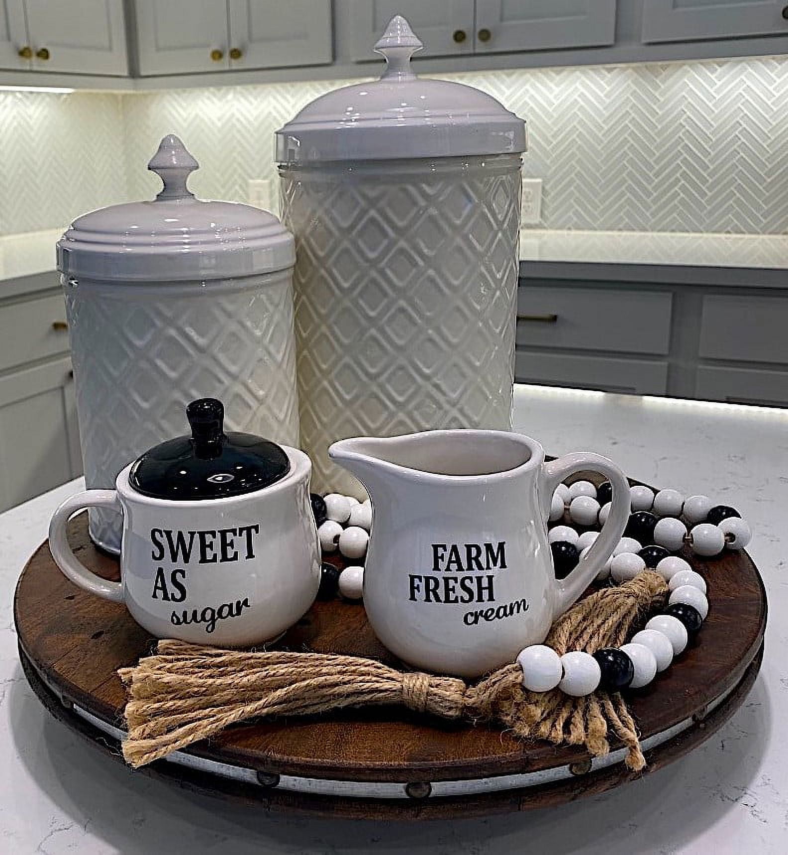 Barnyard Designs Ceramic Stoneware Sugar Creamer Set, 11oz Creamer Pitcher and Sugar Bowl with Lid, Vintage Farmhouse Sugar Creamer Dispenser