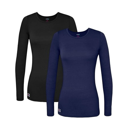 

Sivvan 2 Pack Womens Comfort Long Sleeve T-Shirt/Underscrub Tee - S85002M - BK/NY - S Black/Navy