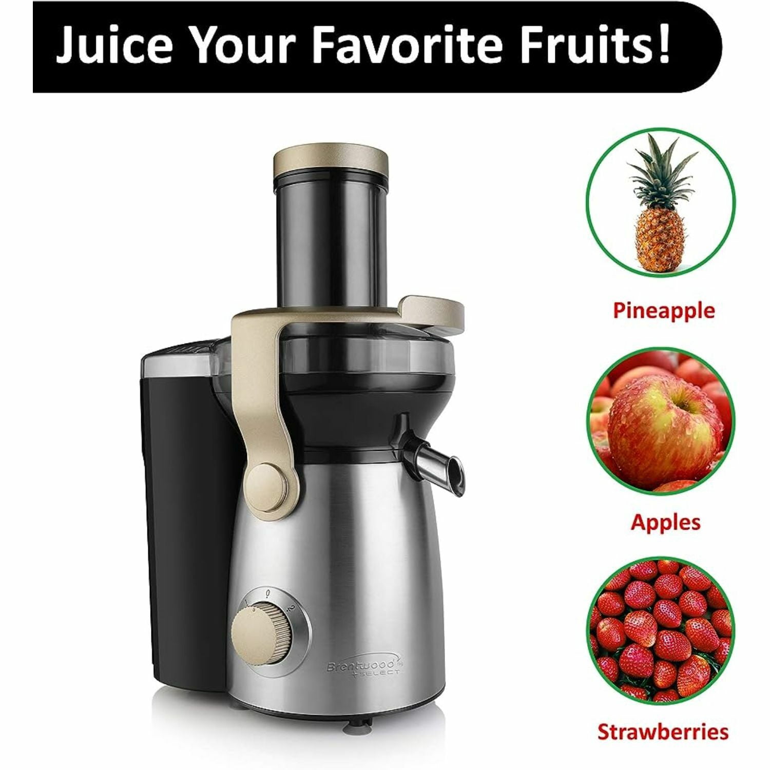 Brentwood Appliances Jc-1000 2-speed 1,000-watt Juice Extractor With 50-ounce Graduated Jar