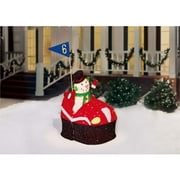 Angle View: Holiday Time Fabric Snowman in Bumper Car, 42" Tall
