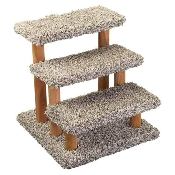 Tribal Treasures Large Pet Stairs for Cats and Dogs - 20"x20"x20", Sturdy Solid Wood Steps with Household Grade Carpet for All Breeds. Speckled Gray
