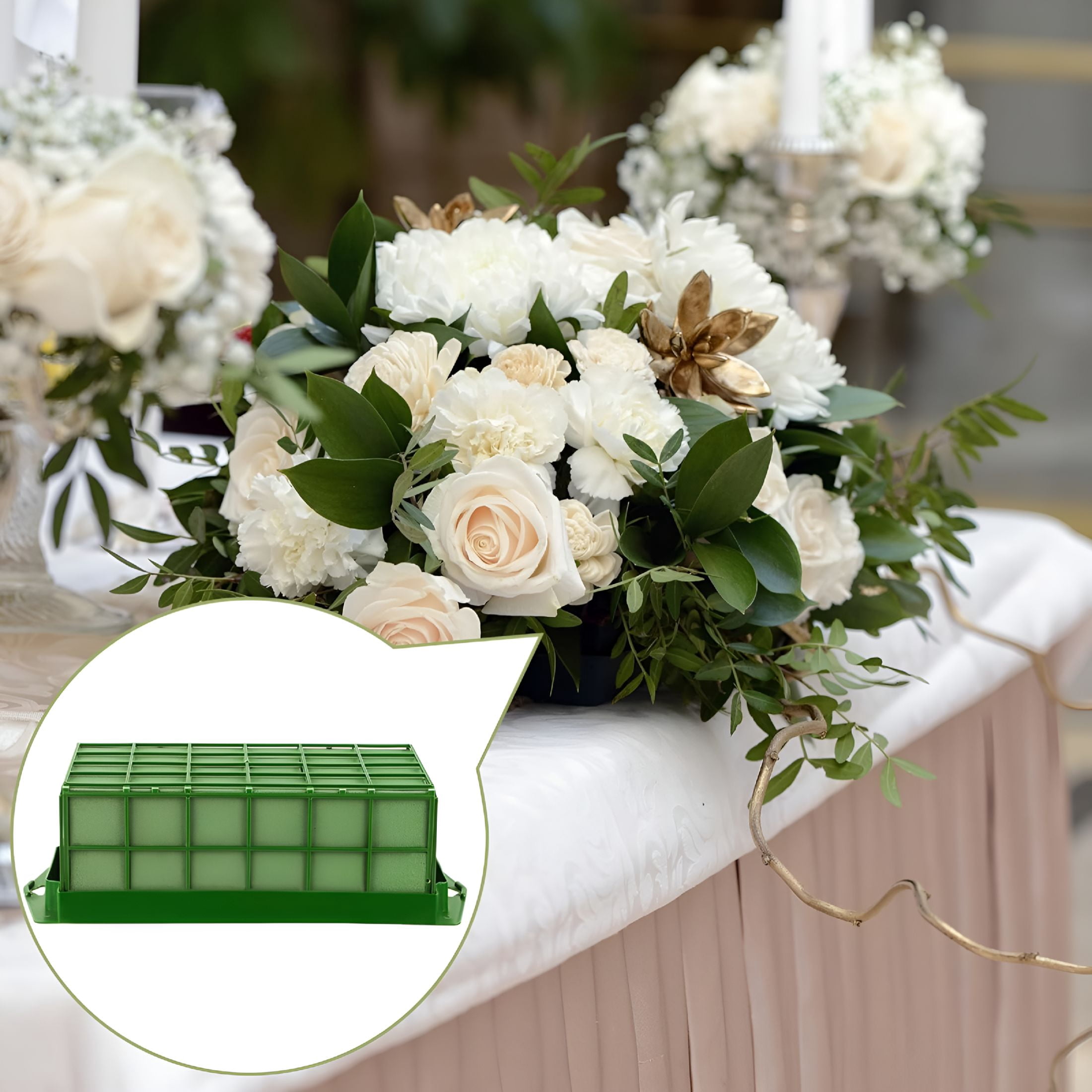XIBUFE 6 Pieces Floral Foam Cage with Floral Foam for Fresh and Artificial Flowers Rectangle Dry and Wet Flower Cage Bowl Holder for Wedding,Home and Garden Arrangement Decorations