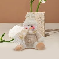 OULII Adorable Mini Snowman Figurines for Christmas Decor, Portable Plush Dolls for Tabletop Decoration, White
