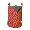 thumbnail image 1 of Abstract Laundry Bag, Retro Funky Diagonal Straight Composed as Vertical Wavy Streaks, Basket with Handles Drawstring Closure for Laundromats, 13" x 19", Vermilion Maroon and Mustard, by Ambesonne, 1 of 4