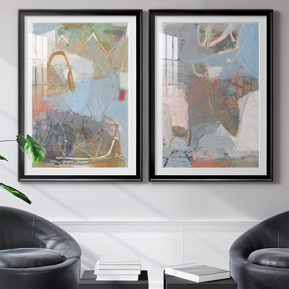 Wexford Home Minim I Premium Framed Print, 18.5" x 24.5" - Ready to Hang, Black (Set of 2)