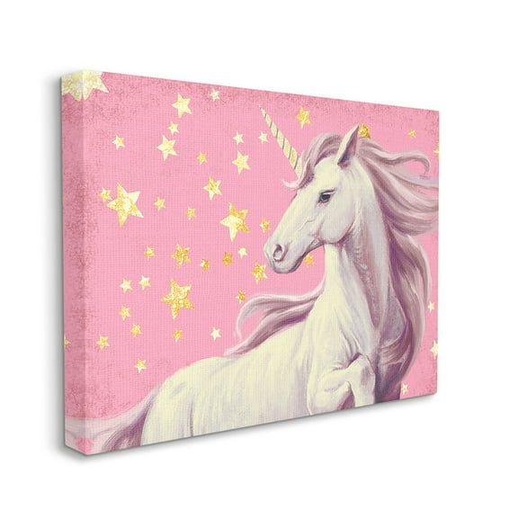 Stupell Industries Adorable Unicorn in Pink Starry Sky Canvas Wall Art by Ziwei Li