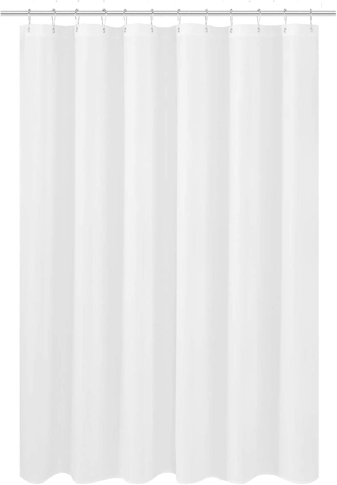 Fabric Shower Curtain Liner Shorter Size 68 inches Height, Hotel Quality, Washable, White