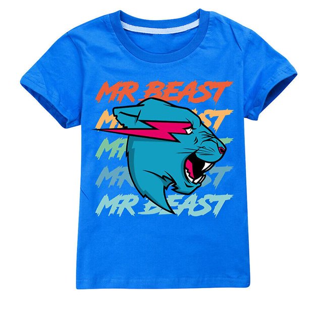 Camiseta de Mr Beast Lightning Cat para niños y niñas, camisetas de manga corta, camisetas informales de verano