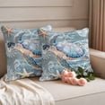 thumbnail image 2 of Blue Turtle Coastal Outdoor Waterproof Pillow Covers, Summer Beach Nautical Starfish Coral Decorative Square Throw Pillowcase Sofa Cushion Sham for Patio/Couch/Chair, 16"x16" 2 Pack, 2 of 8