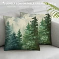 thumbnail image 3 of Heduofu  Throw Pillow Covers Watercolor Mountain Pillow Cases Nature Forest Green Pillow Cushion Cover with Hidden Zipper for Home Decor Square Cotton Pillow Case White, 3 of 5
