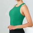 thumbnail image 4 of POIUYTR Women Summer Ribbed Knit Tank Tops Casual Stretch Scoop Neck Sleeveless Shirts Built in Bras Yoga Gym Racerback Cropped Camisole, 4 of 6