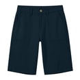 thumbnail image 5 of VBVC Women's High Waisted Bermuda Shorts , Knee Length Chino Hiking Shorts For Women , Ladies' Button Waist Patch Pocket Pants,Navy,S-3XL, 5 of 9