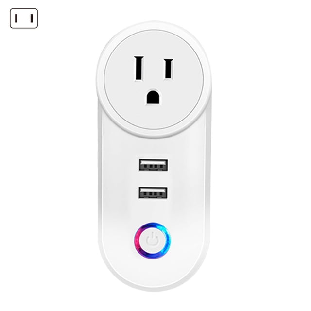 Smart Plug with 2 USB Smart WiFi Ports Wireless Outlet Dual USB Plug Timer for Control Home Appliances