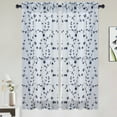thumbnail image 1 of HOMERRY Cafe Curtains 26" W x 45" L Sheer Voile Linen Texture Kitchen Curtains with Floral Leaf Embroidered for Bedroom Bathroom, Navy Blue, Set of 2, 1 of 8