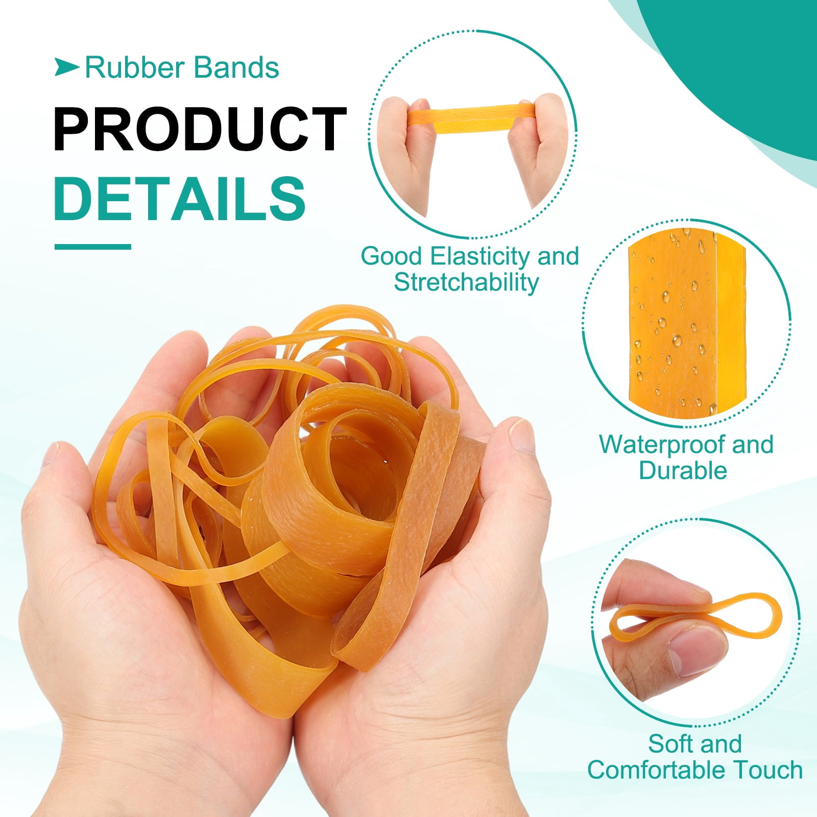 400Pack Rubber Bands, 3.94x0.16 Inch Elastic Bands for Office Supplies, Yellow