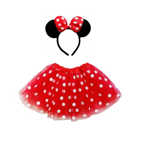 So Sydney Kids Teen Adult Plus 2Pc Minnie Tutu Skirt, Ears, Tail Headband Costume Halloween