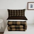 thumbnail image 5 of Vintage Comforter Sets,Rustic Bedding Set ,Farmhouse Plaid Check Quilt Set for Cabin Lodge,Geometric Lattice Duvet Insert with 1 Pillow Sham Warm,Twin,Brown, 5 of 6