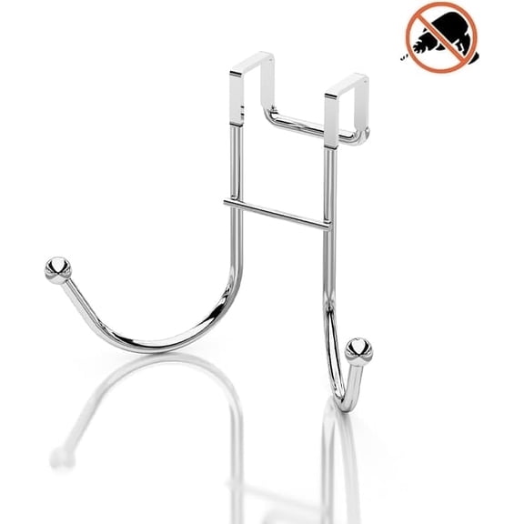 YBM HOME Silver Chrome Over the Cabinet Door Double Hook, 2 Stainless Steel Hooks for Hanging Clothing, Towels, Bags, Coats, Pack of 1, 2563