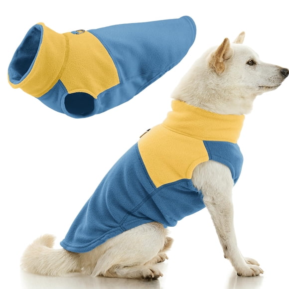 Gooby Fleece Vest Two Tone - Blue, Large - Soft Fleece Vest with Durable Metal Leash Ring Stylish Two Tone Dog Sweater for Small to Medium Dogs